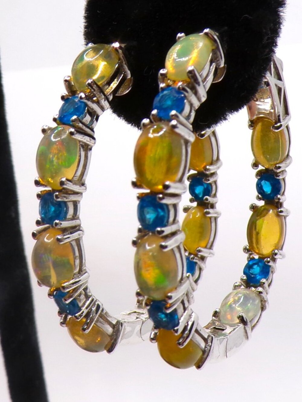 Chuck Clemency NYII Sterling Silver Ethiopian Opal & Neon Blue Apatite Earrings